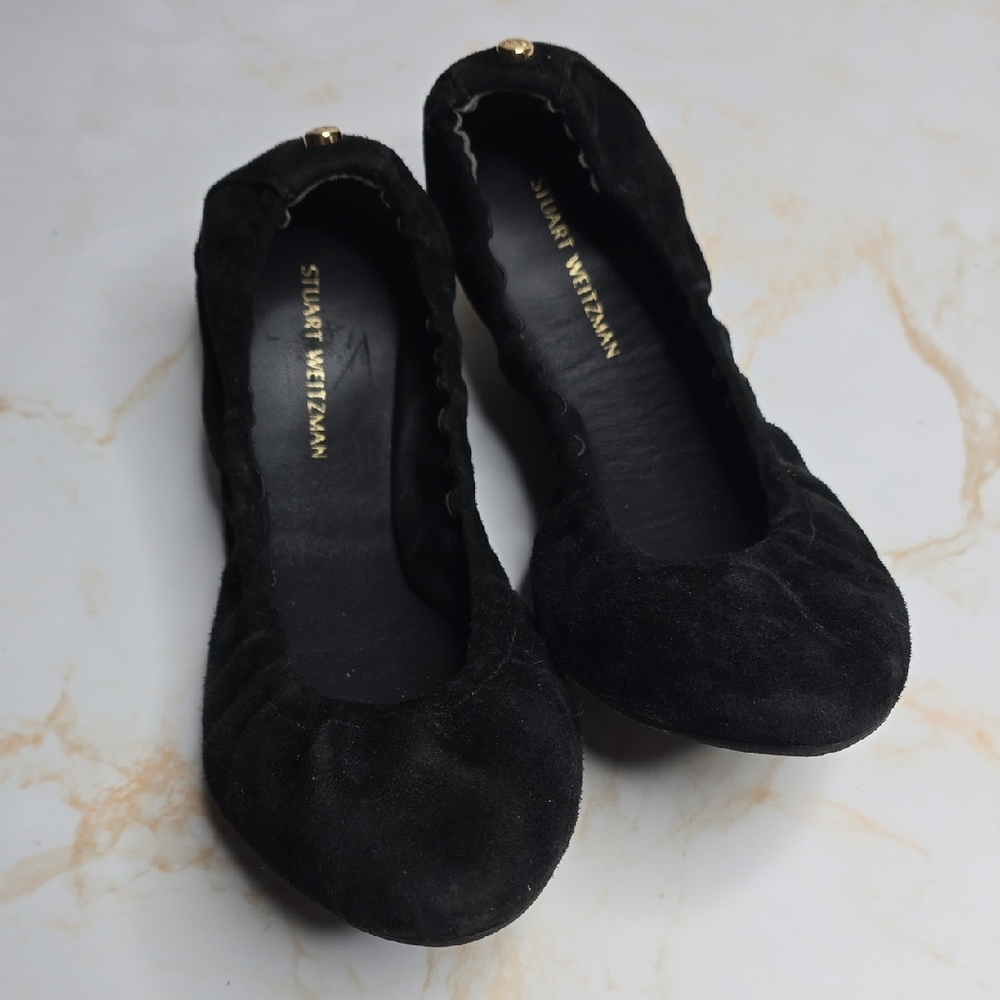 Stuart Weitzman Gabby Scrunch Black Suede Leaomen's Shoes Size 6
